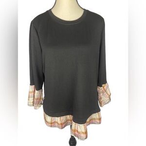I.N. Studio Women's Black Sweater W/ Shirt Tail & Side Buttons on Rib. Size : L